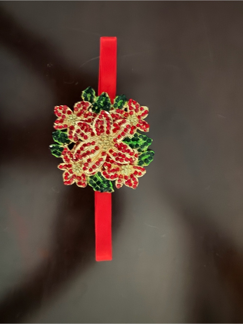🎄 Authentic Tieks Poinsettia Jeweled Box Topper / Flower Band